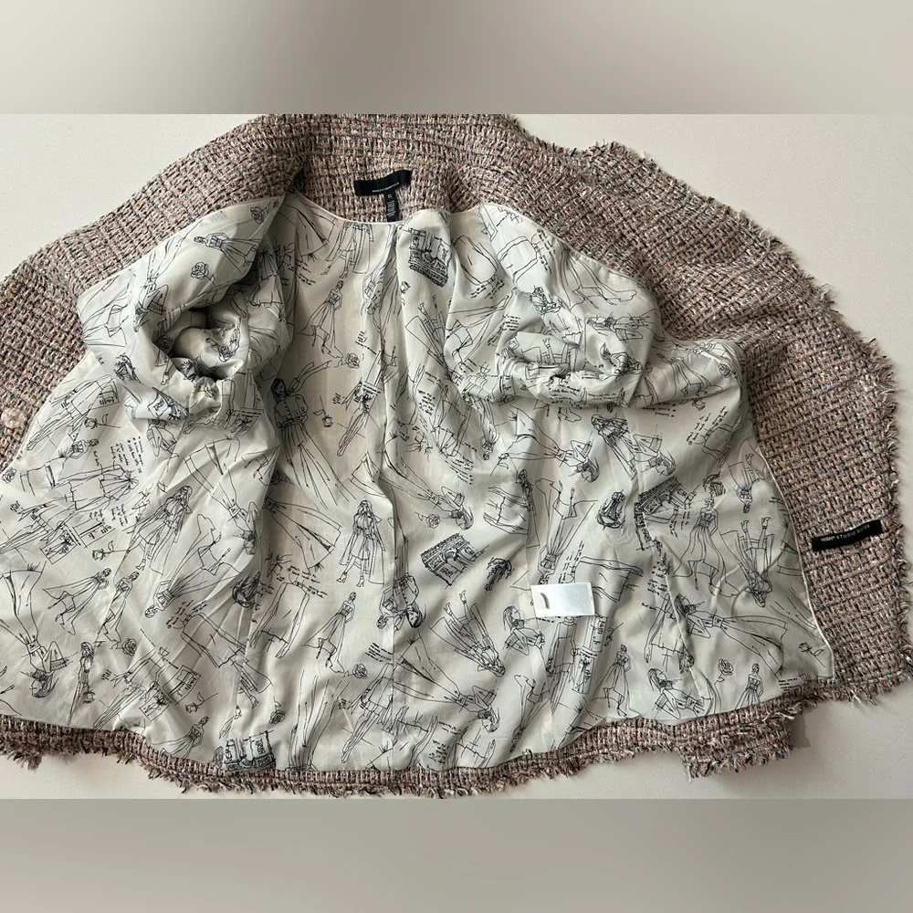 WHBM White House Black Market Studio Tweed Knit Blazer Jacket Coat Chic Sz 12 - Picture 7 of 16